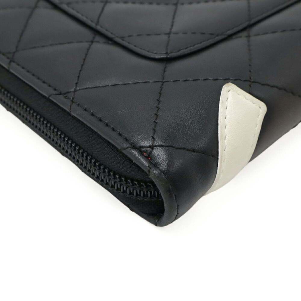 CHANEL Authentic Black Leather Logo Wallet - Picture 4 of 10